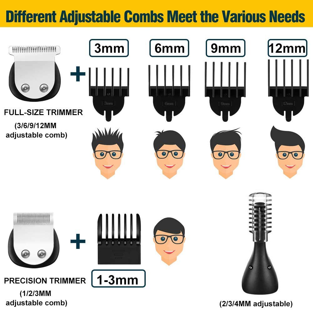 New 6 in 1 Multifunctional Hair Clippers Electric Hair Clippers Rechargeable Water Wash LCD Digital Display Haircutting Set