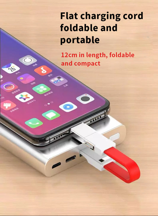 Mini 4 in 1 Fast Charging Cable with Keychain USB 3.0 to Type C Micro usb and 8 pin Data Cable for iPhone