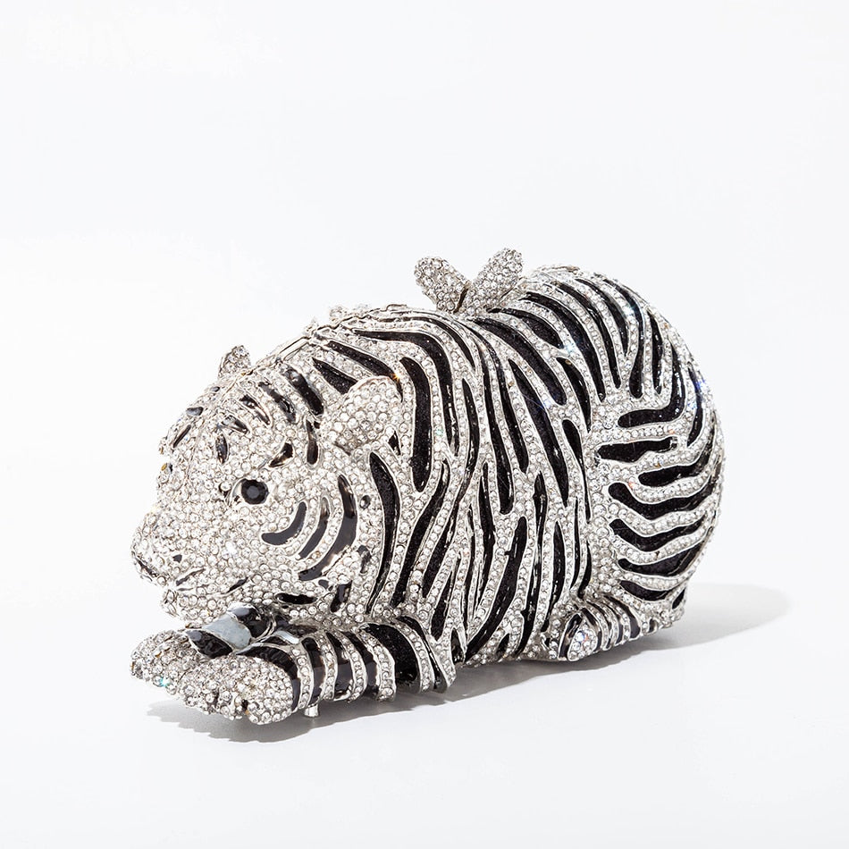 Luxury Tiger Crystal Evening Clutch Bags
