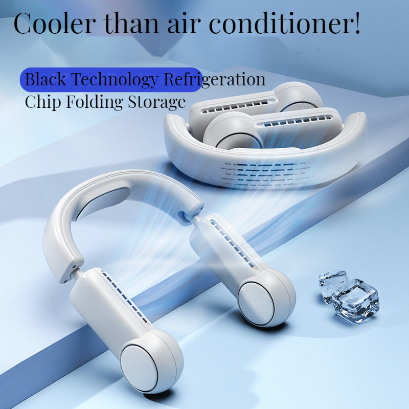 New Hanging Neck Fan Can Accommodate Hand-Held USB Mini Fan Without Leaf Lazy Cooling Hanging Neck Fan