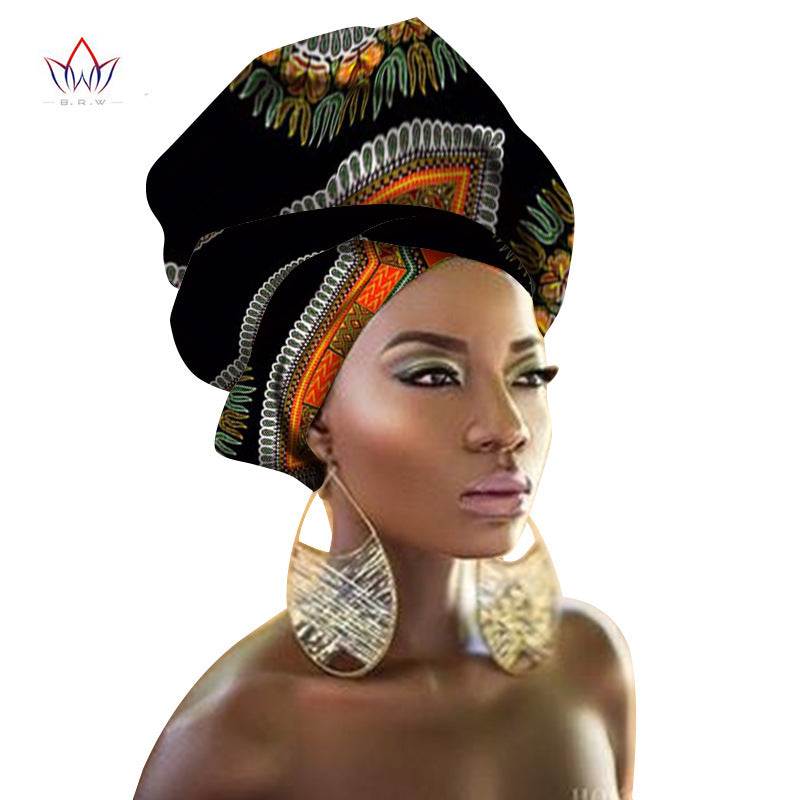 BRW Multi-color African Print Ankara Head wrap Tie Scarf High Quality Hair Accessories Gele Ipele African Bazin Rich Headwear