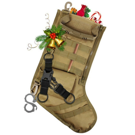 Tactical Christmas Stockings Military Storage Bag Christmas Stockings Hanging Decorations Outdoor Sports Multi-Functional Portable Bag