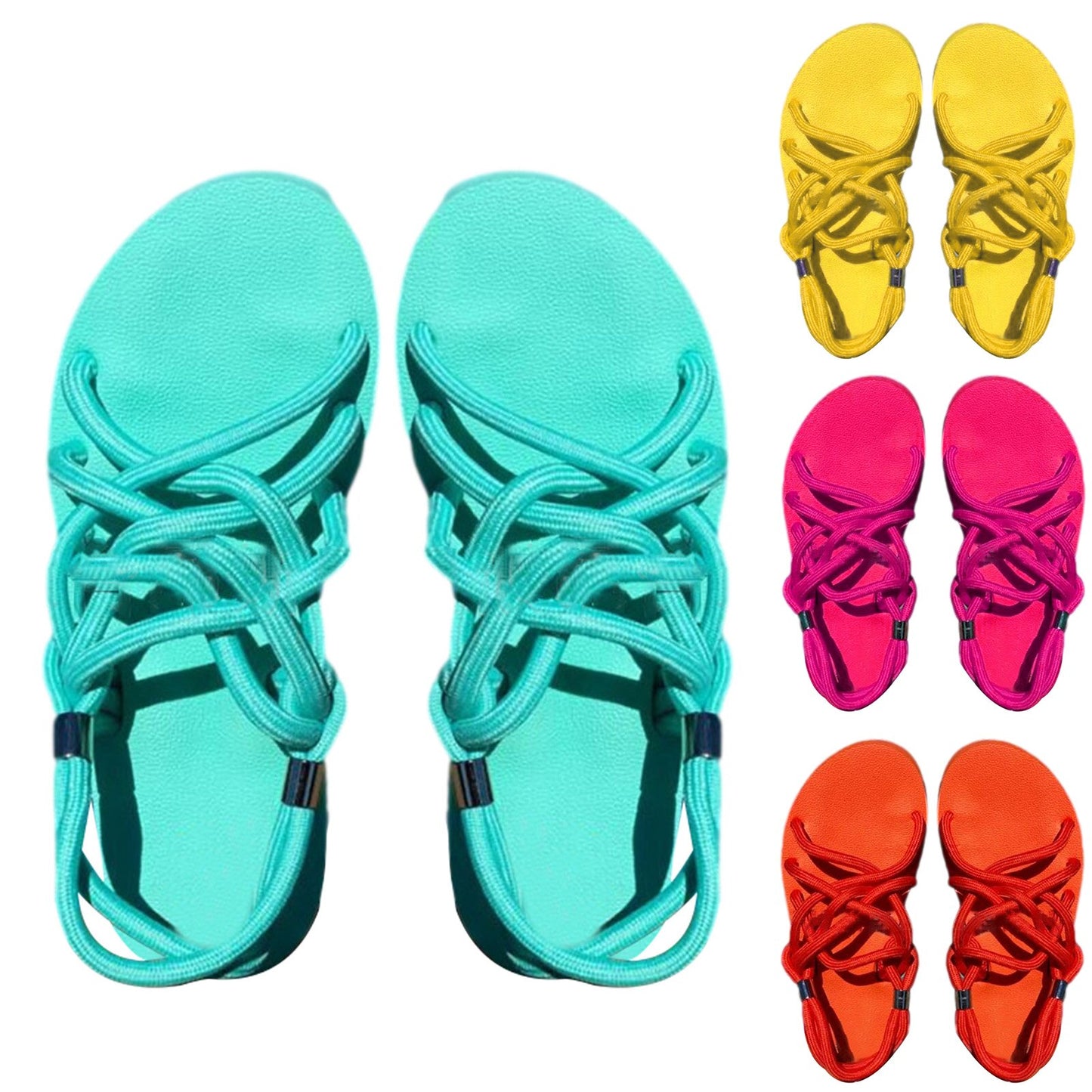 Women Sandals Platform Sandals Shoes Women Sandals Summer Flat Braided Rope Sandals Beach Shoes