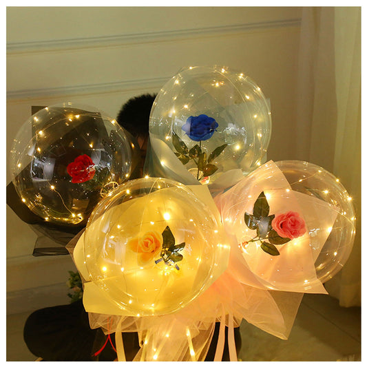 LED Luminous Balloon Rose Bouquet Transparent Bobo Ball Rose Valentines Day Gift Birthday Party Wedding Decoration Balloons #6