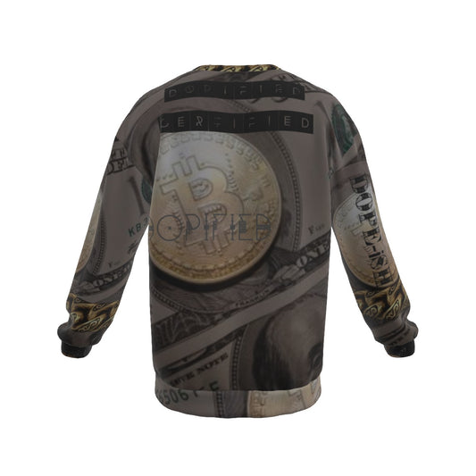 CRYPTO iS DOPE-iSH"  Men's Drop Shoulder Round Neck Long-Sleeved Sweatshirt