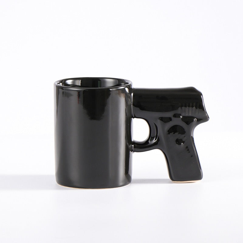 Gold Silver Pistol w Gun Handle mug