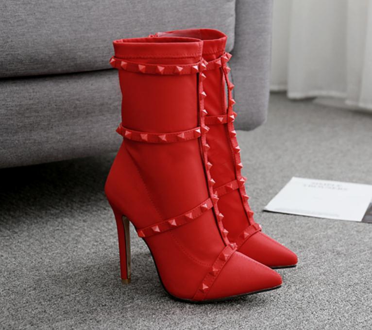 Liu nails red female boots fine with stretch boots with high point show thin women's shoes