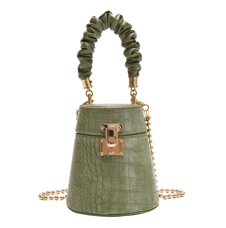 Pu Leather Bucket Bag Small Crossbody Bag Fashion Shoulder Chain Bag