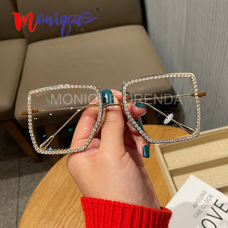 Women Sunglasses Vintage clear lens glasses ladies luxury rhinestone eyeglasses men optical Shades