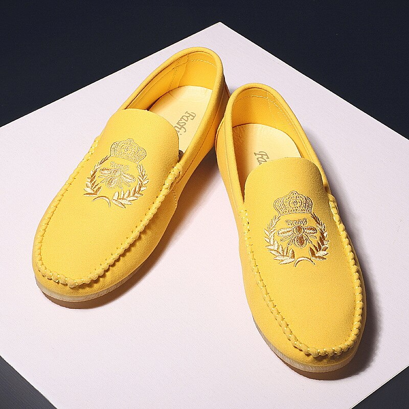Summer Shoes Men 's Casual Shoes Yellow Wearable Soft Bottom Driving Leather Shoes Men 's Formal Dress Shoes