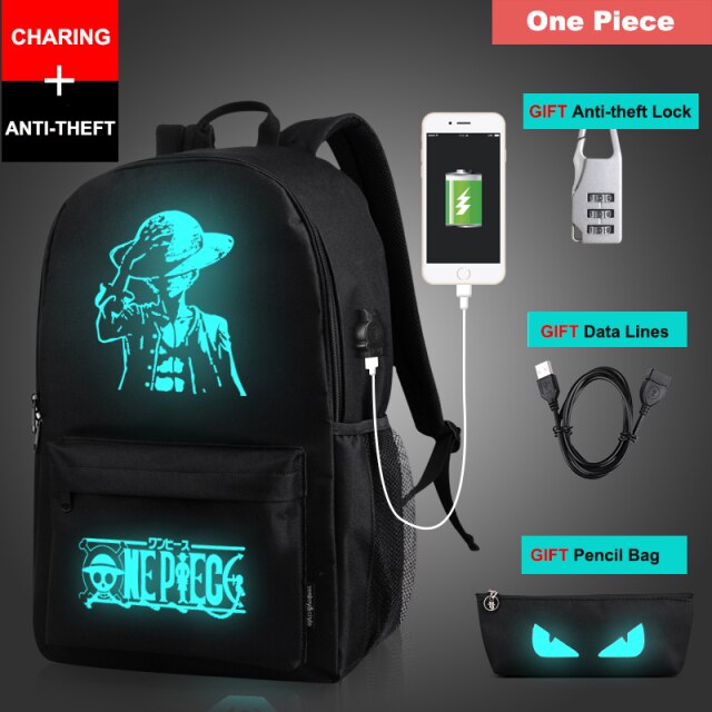Student School Backpack Anime Luminous USB Charge Laptop Computer Backpack For Teenager Anti-theft Boys School Bag