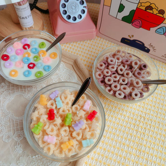 Cereal Bowl Aromatherapy Candle Simulation Food Play Decoration Soybean Wax Shooting Props Handmade Creative Gift Cereal Circle