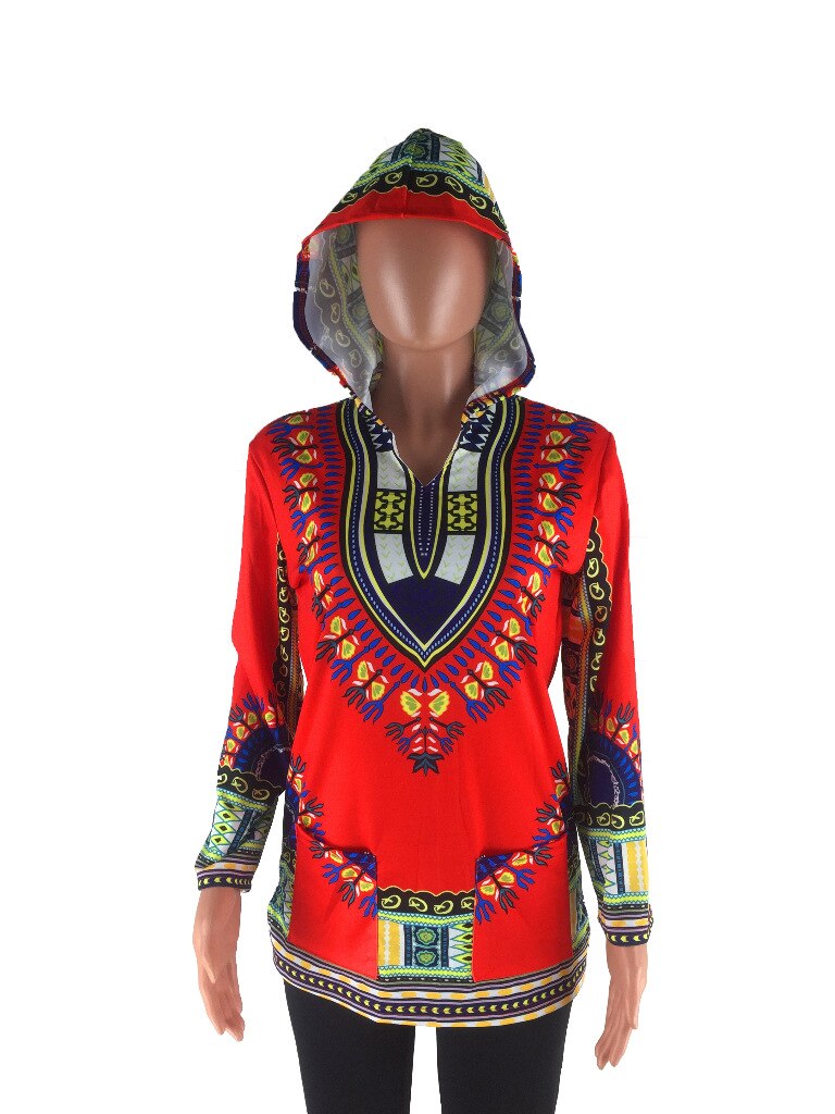 Vintage Women Ethnic African Style Hooded Long Sleeve African Dashiki Hoodie Top Casual Traditional Pullover Blouse Sweatshirts