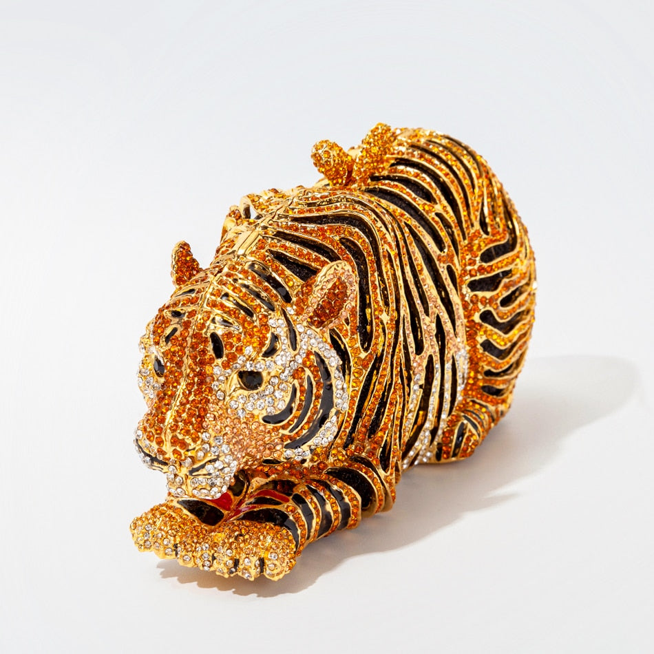 Luxury Tiger Crystal Evening Clutch Bags