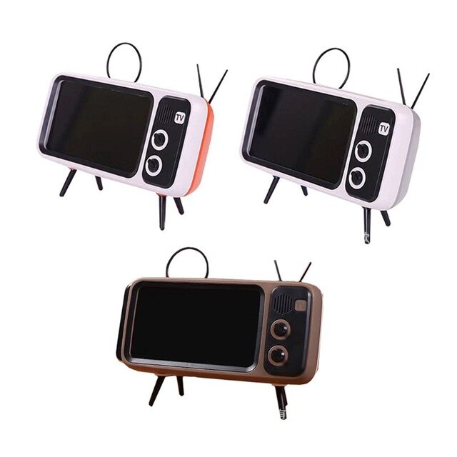 Retro TV Mobile Phone Screen Stand Cell Phone Mounts Holder for 4.7-5.5in mini Waterproo Mobile Phone Screen for Smart Phone
