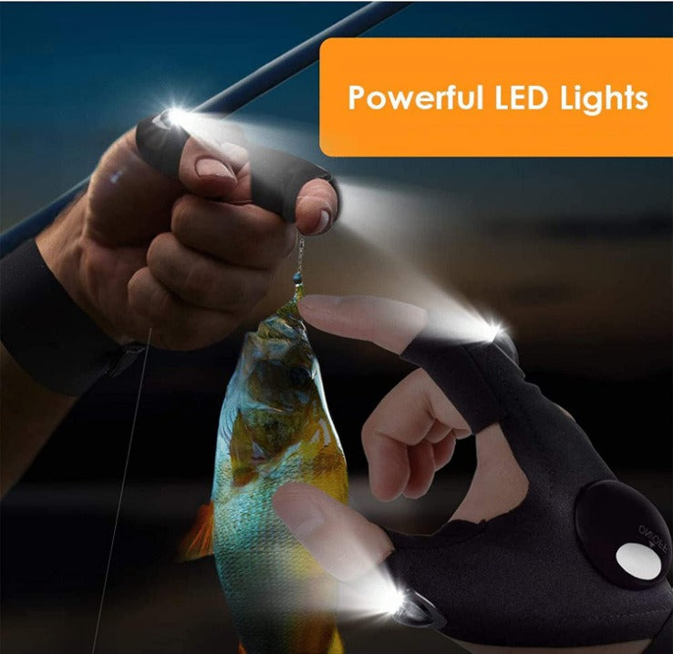 LED Flashlight gloves for Fishing, Maintenance Camping, Running, Riding. Night Fishing Gloves Night Running Gloves etc