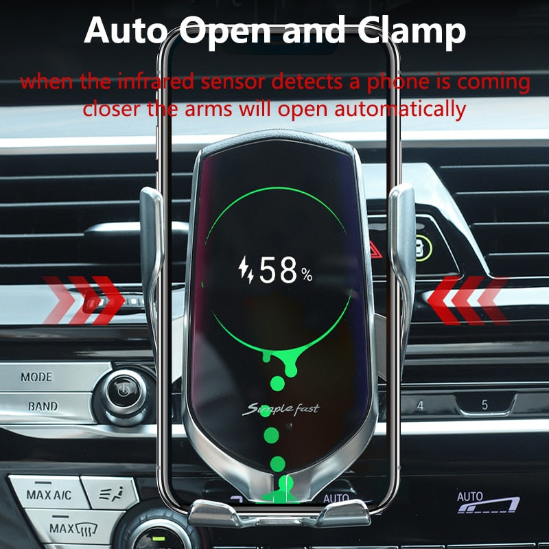Car Wireless Charger Holder for iPhone X XS XR 8 Plus Mount 10W Qi Fast Charging Auto Clamp Wireless Car Phone Charger Suction