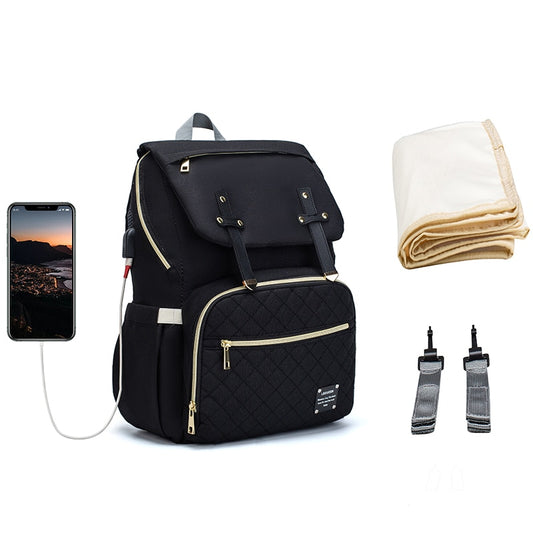 Lequeen Brand Diaper Bag Large Capacity USB Mummy & Dad Bag Travel Backpack Designer Nursing Bag for Baby Care