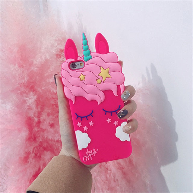 3D Cartoon Soft Silicone Phone Case For iPhone 5S 6 6S 7 8 Plus X Cover Mickey Judy Rabbit Smile Cat Tiger Stitch Unicorn Animal
