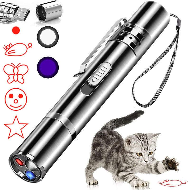 USB Charging Laser Teasing Cat Stick Multifunctional Pet Supplies Laser Light Pattern Infrared Projection Cat Toy