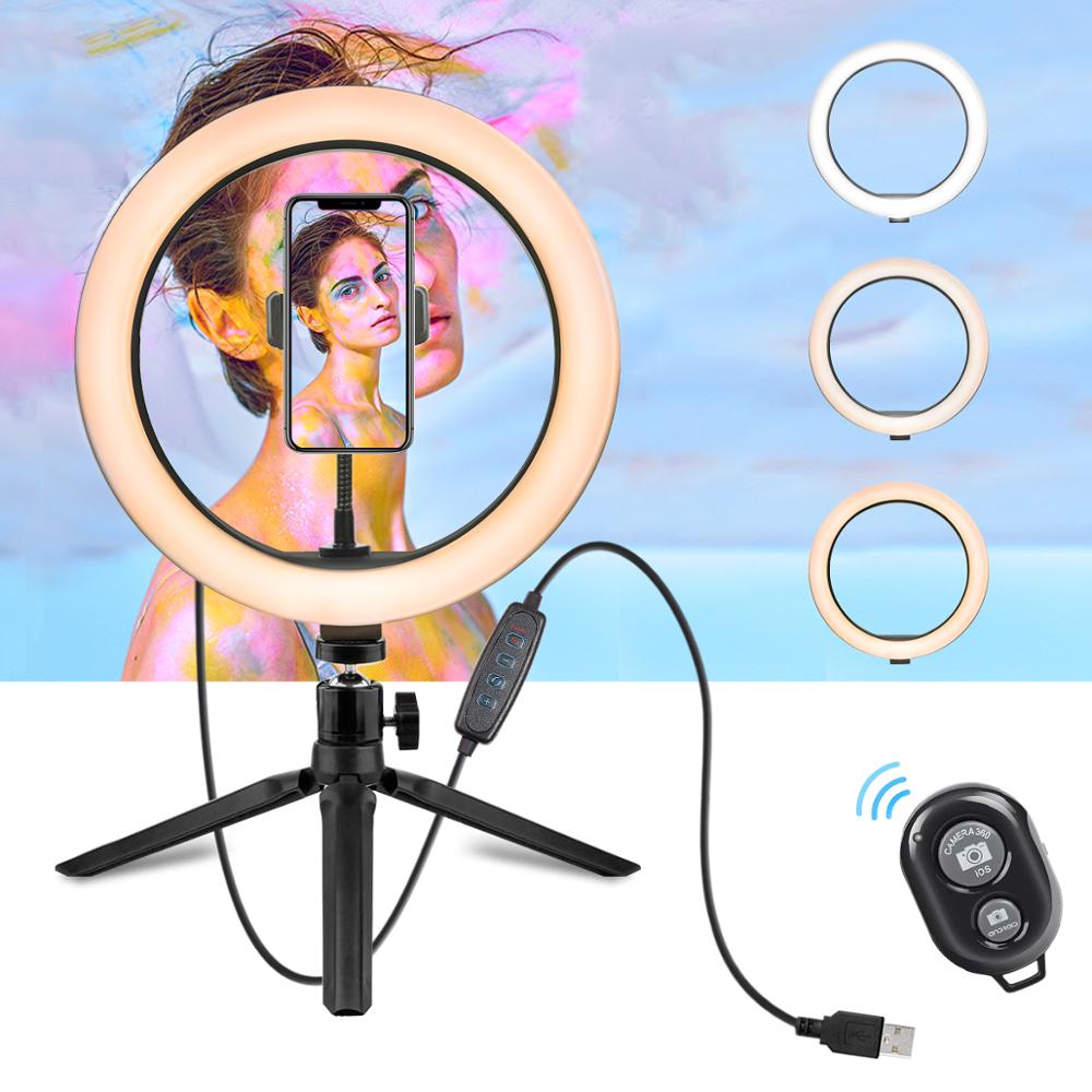 10 Inch  26CM  Ring Light with Stand - Rovtop LED Camera Selfie Light Ring for iPhone Tripod and Phone Holder for Video Photography