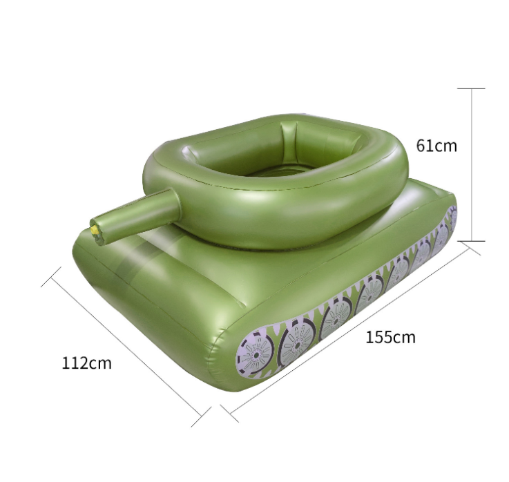 Floating Combat Tank Water Battles Fighting Toy! Inflatable Army green Tank Shaped Float. P ...