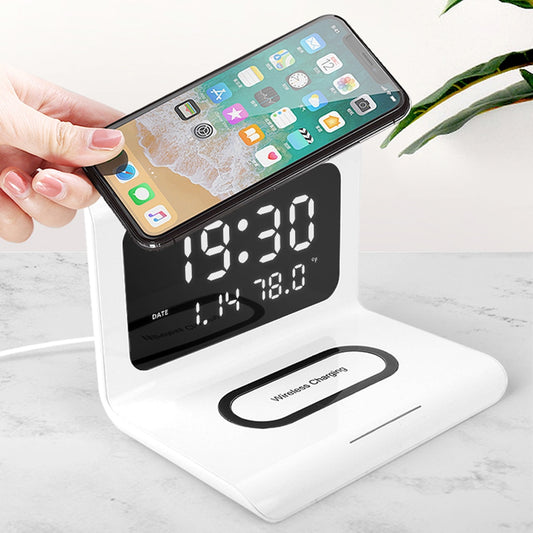 10W Qi Wireless Charger Wireless Charging Pad Thermometer Calendar Clock Fast Charge Cargador Inalambrico For Iphone Samsung