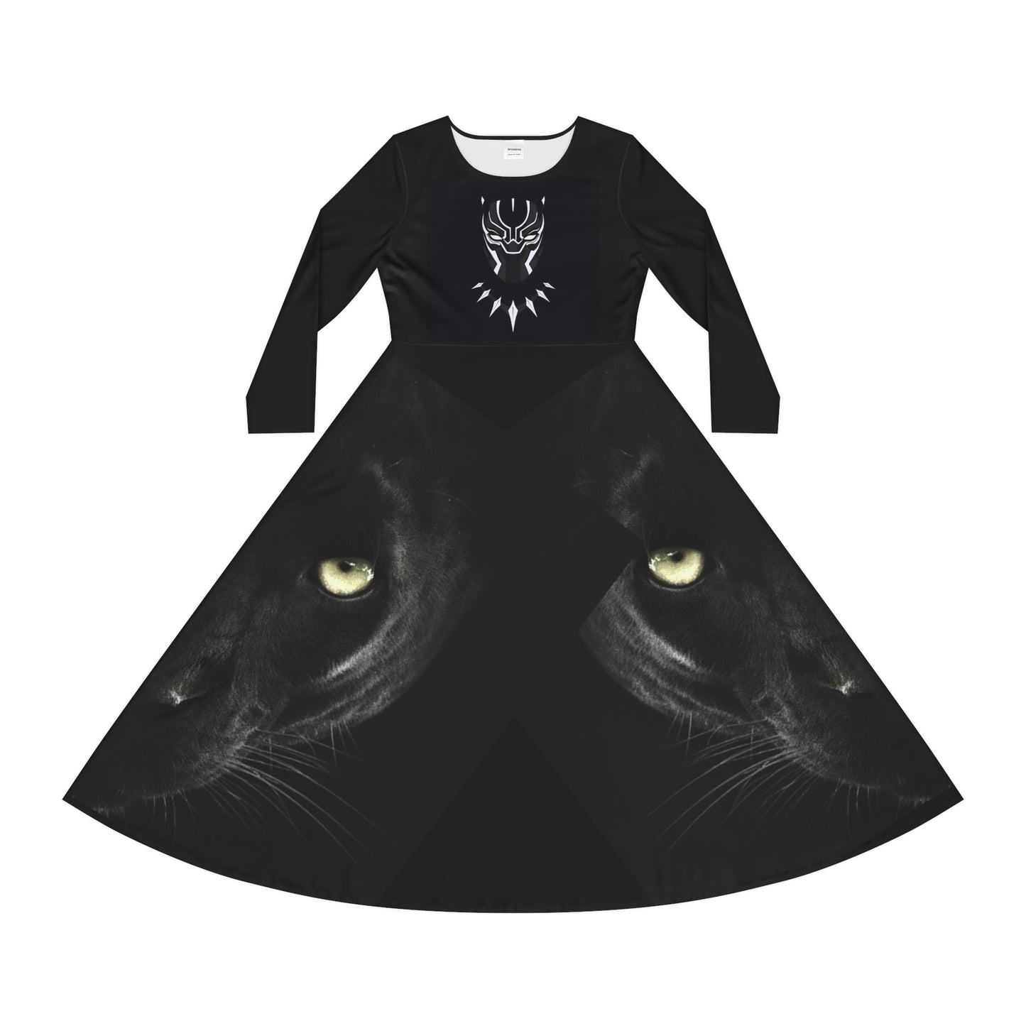 DOPIFIED Black Panther Women's Long Sleeve Dance Dress (AOP)