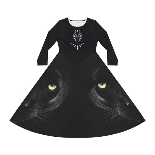 DOPIFIED Black Panther Women's Long Sleeve Dance Dress (AOP)