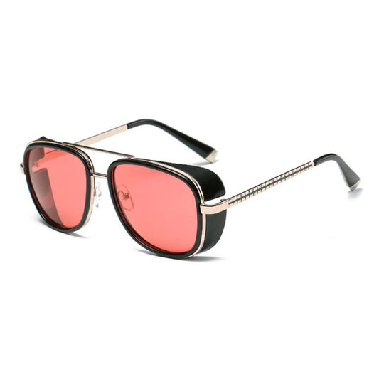 Steampunk Tony Stark “Iron Man” sunglasses men brand women mirror designer sun glasses Vintage lens red UV400 sunglasses