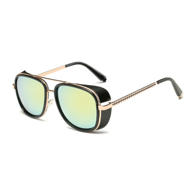 Steampunk Tony Stark “Iron Man” sunglasses men brand women mirror designer sun glasses Vintage lens red UV400 sunglasses