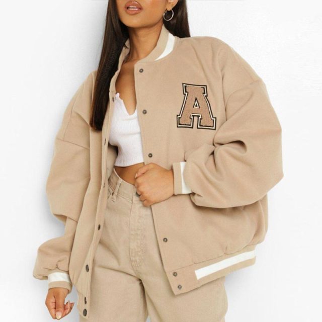 Spring And Autumn Vibe Style Baseball Uniform New Bomber Jacket For Women Fashion Retro Clothes Streetwear Oversized Coat