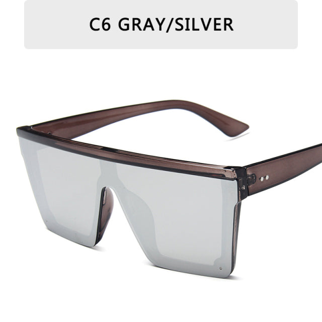 Vintage Male Flat Top Sunglasses Men Brand Black Square Shades UV400 Gradient Sun Glasses For Men Cool One Piece Designer
